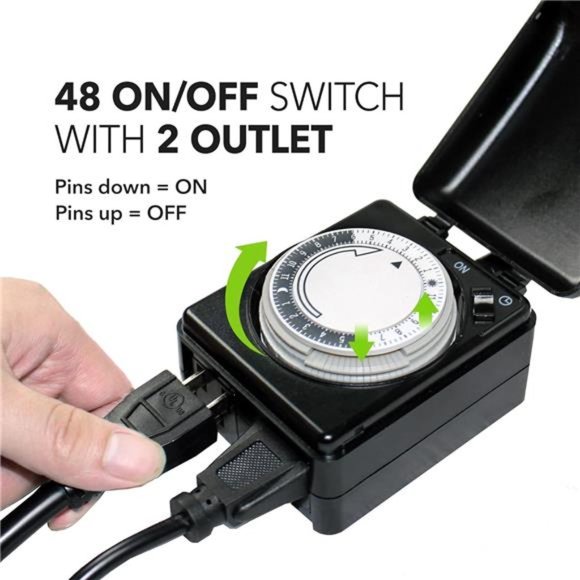 Outdoor Mechanical Programmable Dual Outlet Timer - Plugin timer, Waterproof - Picture 3 of 6